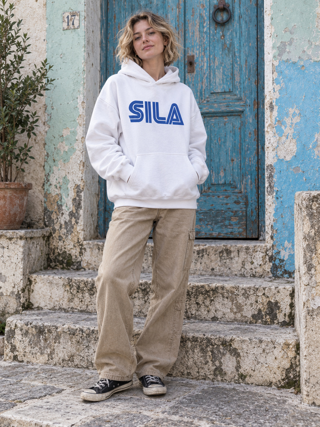 SILA / blu Felpa Oversize bianco