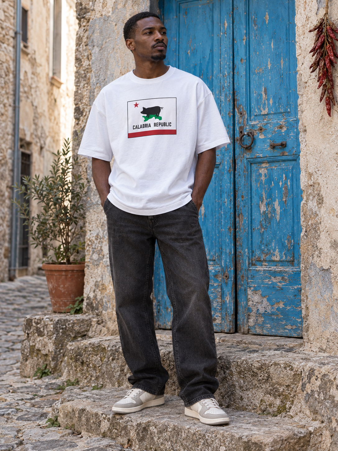 Calabria Republic T-shirt Oversize bianco