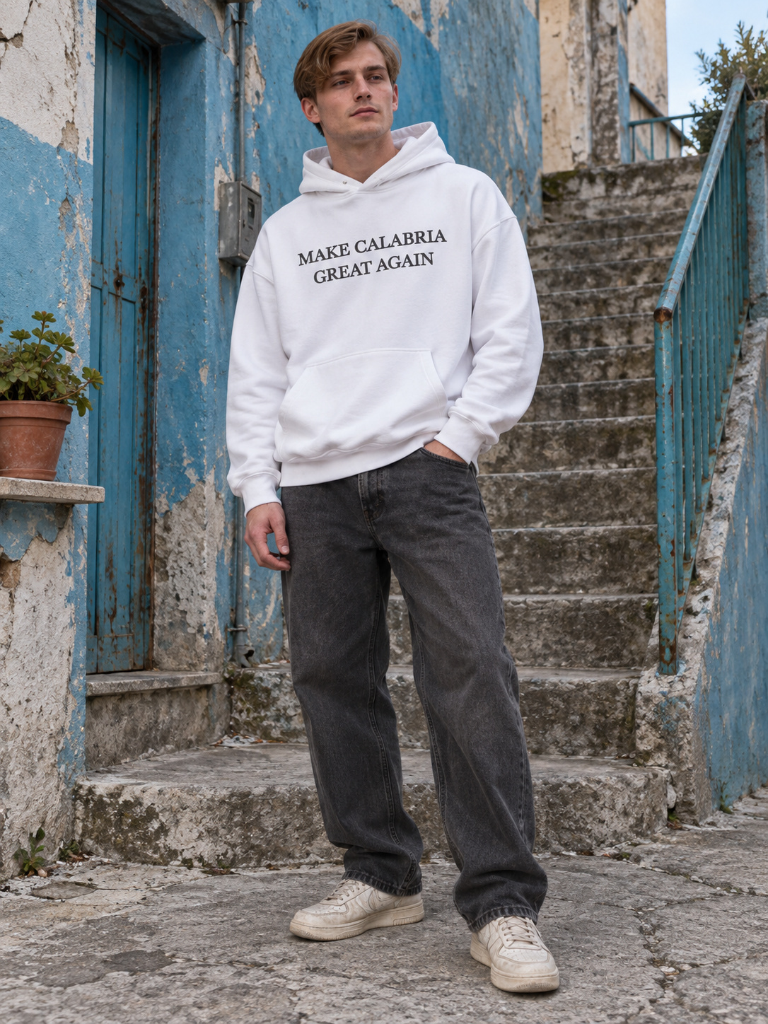 Make Calabria Great Again Felpa Oversize bianco