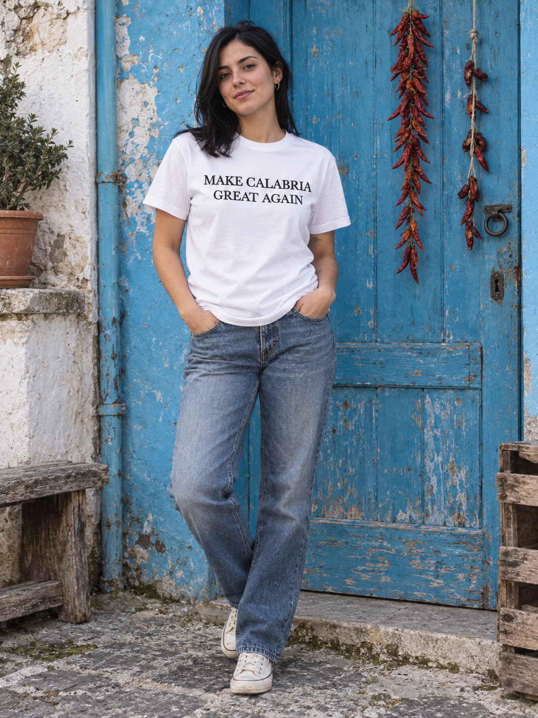 Make Calabria Great Again T-shirt Regular bianco