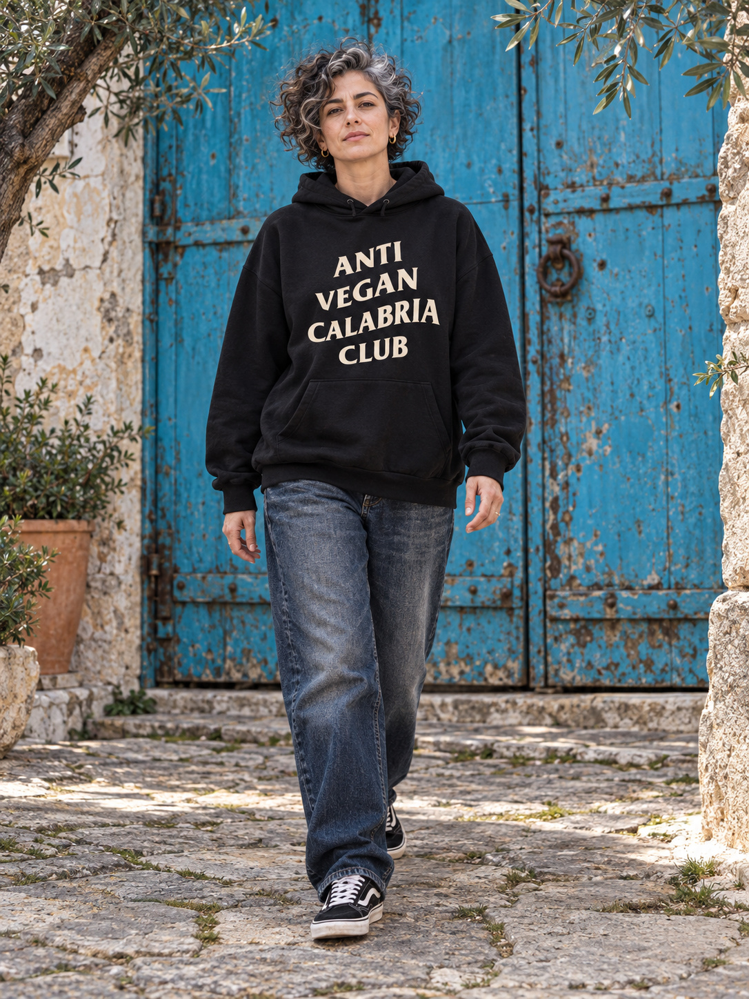 Anti Vegan Calabria Club Felpa Oversize nero