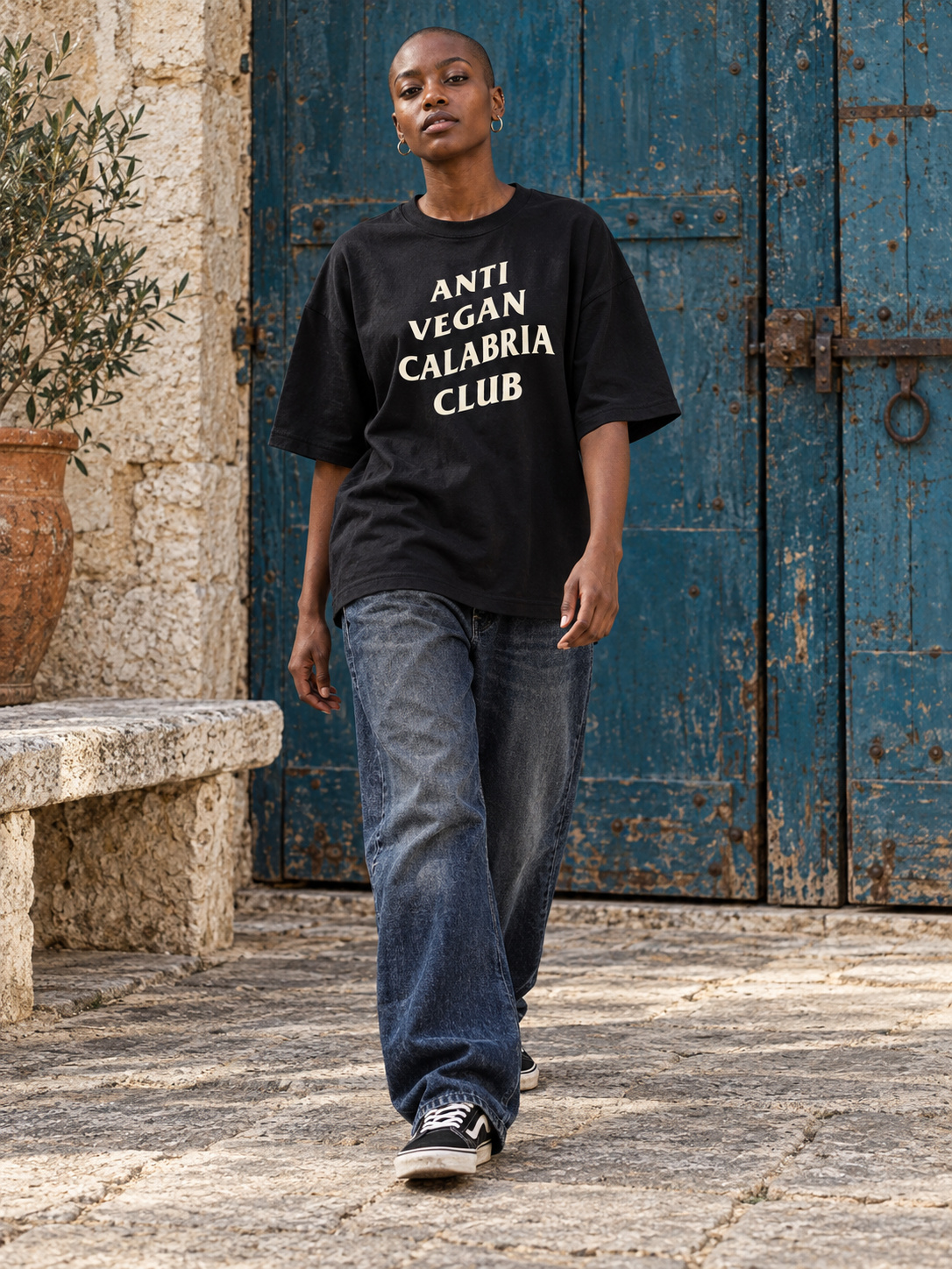 Anti Vegan Calabria Club T-shirt Oversize nero