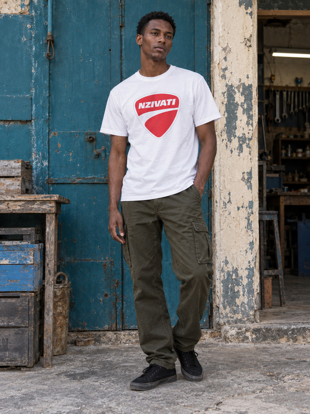 NZIVATI T-shirt Regular bianco